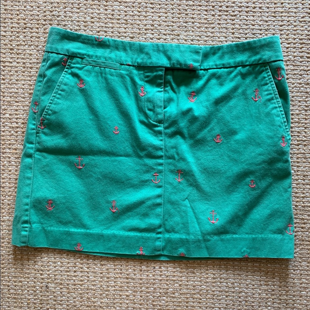 Green J. Crew cotton anchor mini skirt